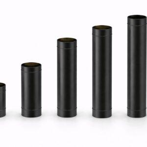 Černé roury kouřovodu různých délek Ø120/180 mm