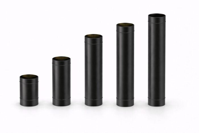 Černé roury kouřovodu různých délek Ø120/180 mm